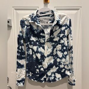 Frank & Eileen Barry button down tie dye shirt top XS splatter tie dyed print